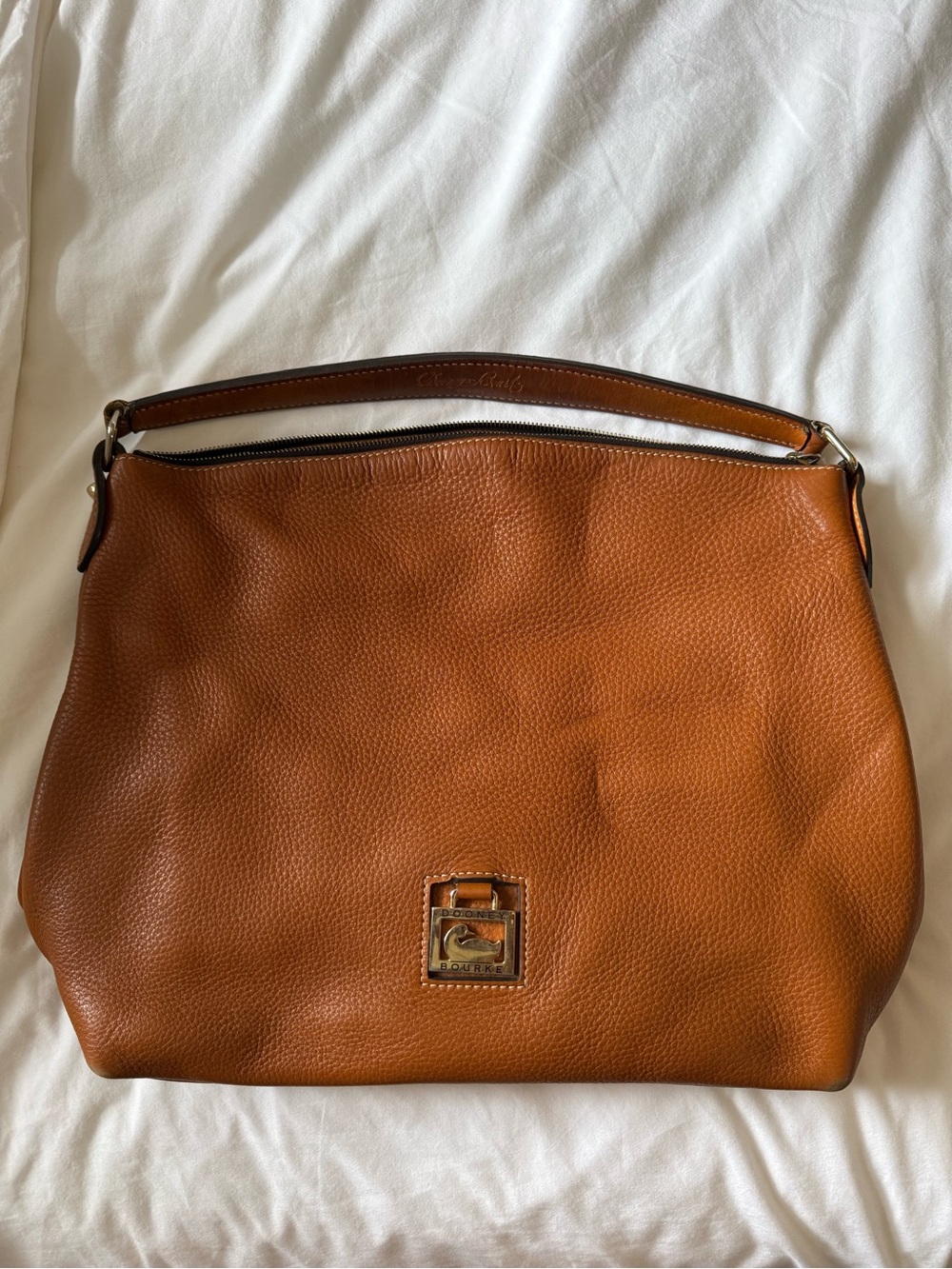 Dooney & Bourke Cognac Pebbled Leather Shoulder Bag